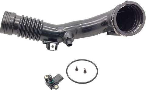 OKAY MOTOR Air Charge Turbo Induction Pipe Rear Duct w/Sensor for BMW 535i 640i 740i X5 X6 N55 3.0L 13717609811