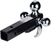 Towever 84180 2 inches Class III/IV Trailer Hitch Tri Ball Mount with Hook (Hollow Shank Tow Hitch, Black&Chrome)