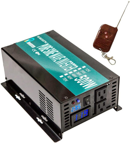 WZRELB RBP50012VCRT 500W 12V 120V Pure Sine Wave Solar Power Inverter with Remote Control Switch