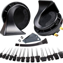 FARBIN Waterproof Auto Horn 12V Car Horn Loud Dual-Tone Electric Snail Horn Kit with 2Pcs Adapter Wiring Harness Pigtail Socket for Toyota