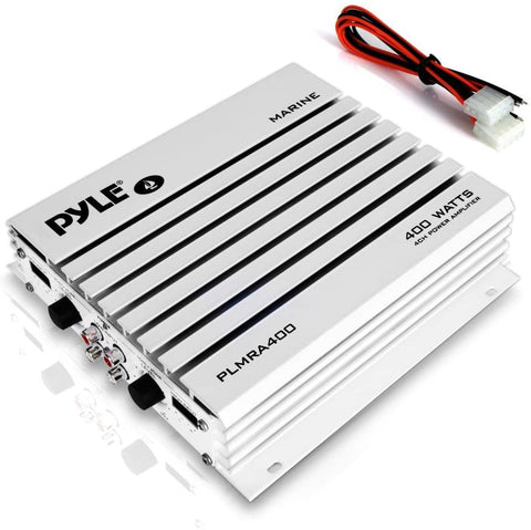Pyle Hydra Marine Amplifier Upgraded Elite Series 400 Watt 4 Channel Audio Amplifier Waterproof, Dual Mosfet Power Supply, Gain Level Controls, RCA Stereo Input & LED Indicator (PLMRA400),BLACK