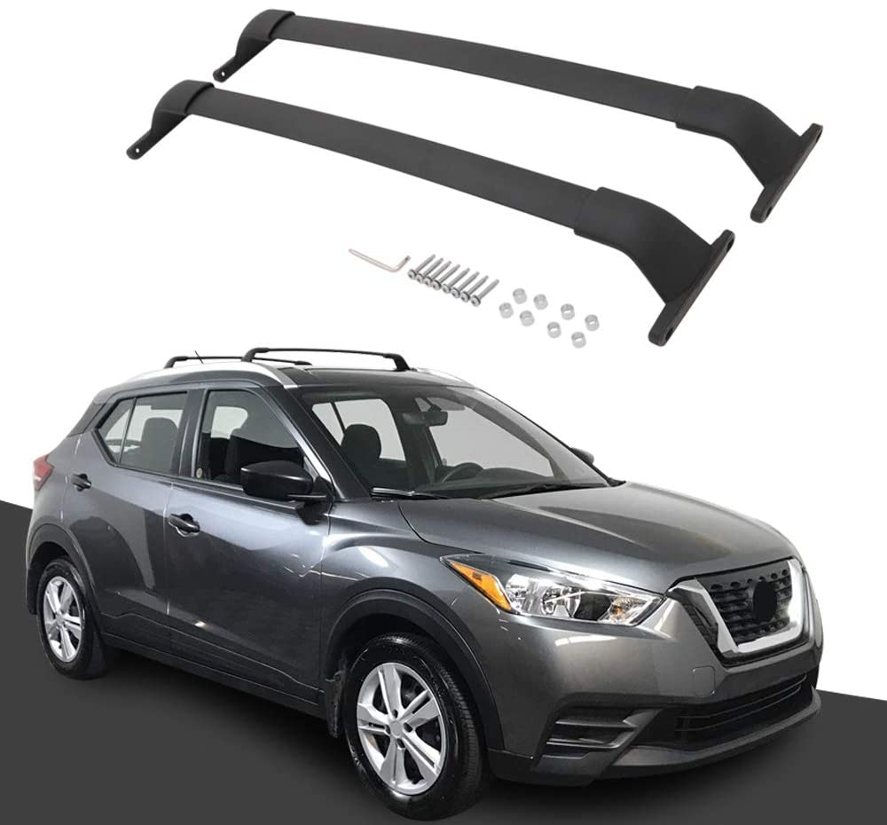 Kingcher 2 Pieces Cross Bars Fit for 2017 2018 2019 2020 2021 Nissan Kicks Black Baggage Luggage Roof Rack Crossbars