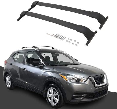 Kingcher 2 Pieces Cross Bars Fit for 2017 2018 2019 2020 2021 Nissan Kicks Black Baggage Luggage Roof Rack Crossbars