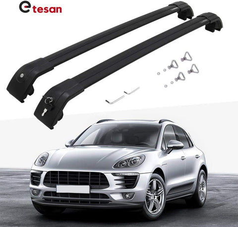 2 Pieces Cross Bars Fit for Porsche Macan 2014-2021 Black Cargo Baggage Luggage Roof Rack Crossbars