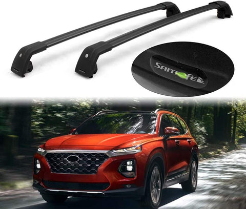 KPGDG 2 Pcs Fit for Hyundai Santa Fe 2019 Aluminium Lockable Crossbar Cross Bar Baggage Luggage Racks Roof Racks Rail Bar - Black