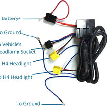 H4 9003 Headlight Relay Wiring Harness Kit, H6054 H4 Socket Plugs H4 Headlamp Light Bulb Ceramic Socket Plugs Relay Harness for Ground Triggered H6054 H5054 H6054LL 6014 6052 6053 Headlights