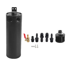 WIWIGI 750ML Oil Catch Can Kit Universal Large Polish Baffled Reservoir Tank Breather Filter with Drain Valve 2 Ports Aluminum Black