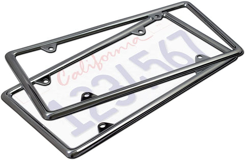 Motorup America Auto License Plate Frame Cover 2-Pack - Fits Select Vehicles Car Truck Van SUV - Zinc