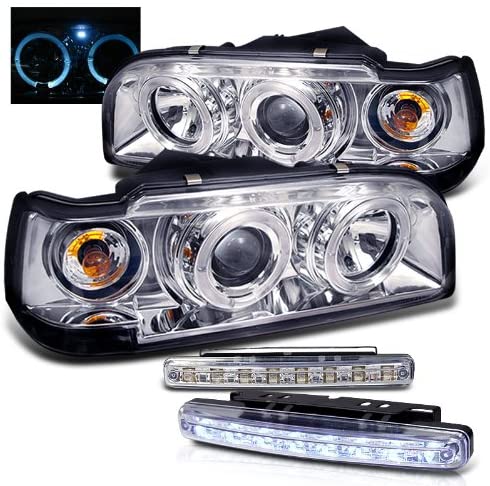 1993-1997 VOLVO 850 HALO PROJECTOR HEAD LIGHTS HEADLIGHTS + LED FOG BUMPER LAMPS