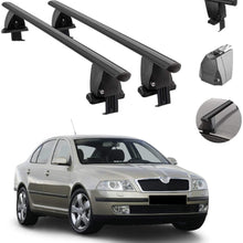 Roof Rack Cross Bars Lockable Luggage Carrier Smooth Roof Cars | Fits Skoda Octavia Sedan 2004-2008 Black Aluminum Cargo Carrier Rooftop Bars | Automotive Exterior Accessories