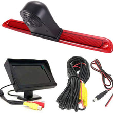 Third Roof Top Mount Brake Lamp Reverse Rear View Backup Camera Angle and Distance Adjustable IR Night Vision for Benz Sprinter W906/Transit Ducato Crafter Master Caravelle +4.3'' Rearview Mirror