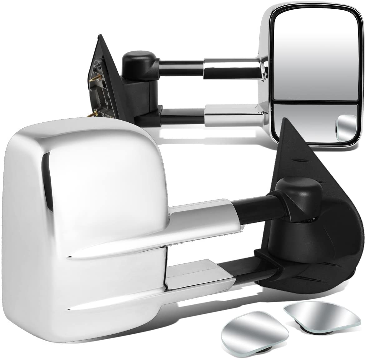 DNA Motoring TWM-003-T222-CH+DM-074 Pair of Towing Side Mirrors + Blind Spot Mirrors