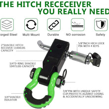 AMBULL Shackle Hitch Receiver 2 Inch, with 3/4 Inch D-Ring Shackle, Locking Pin, 2 Insurance Pins, Heavy Duty Solid Recovery Kit, Red