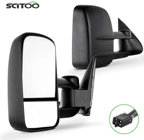 SCITOO Tow Mirrors Compatible with 1988-1998 for Chevy for GMC C K 1500 2500 3500 Truck Black Towing Mirrors with Power Left Right Side
