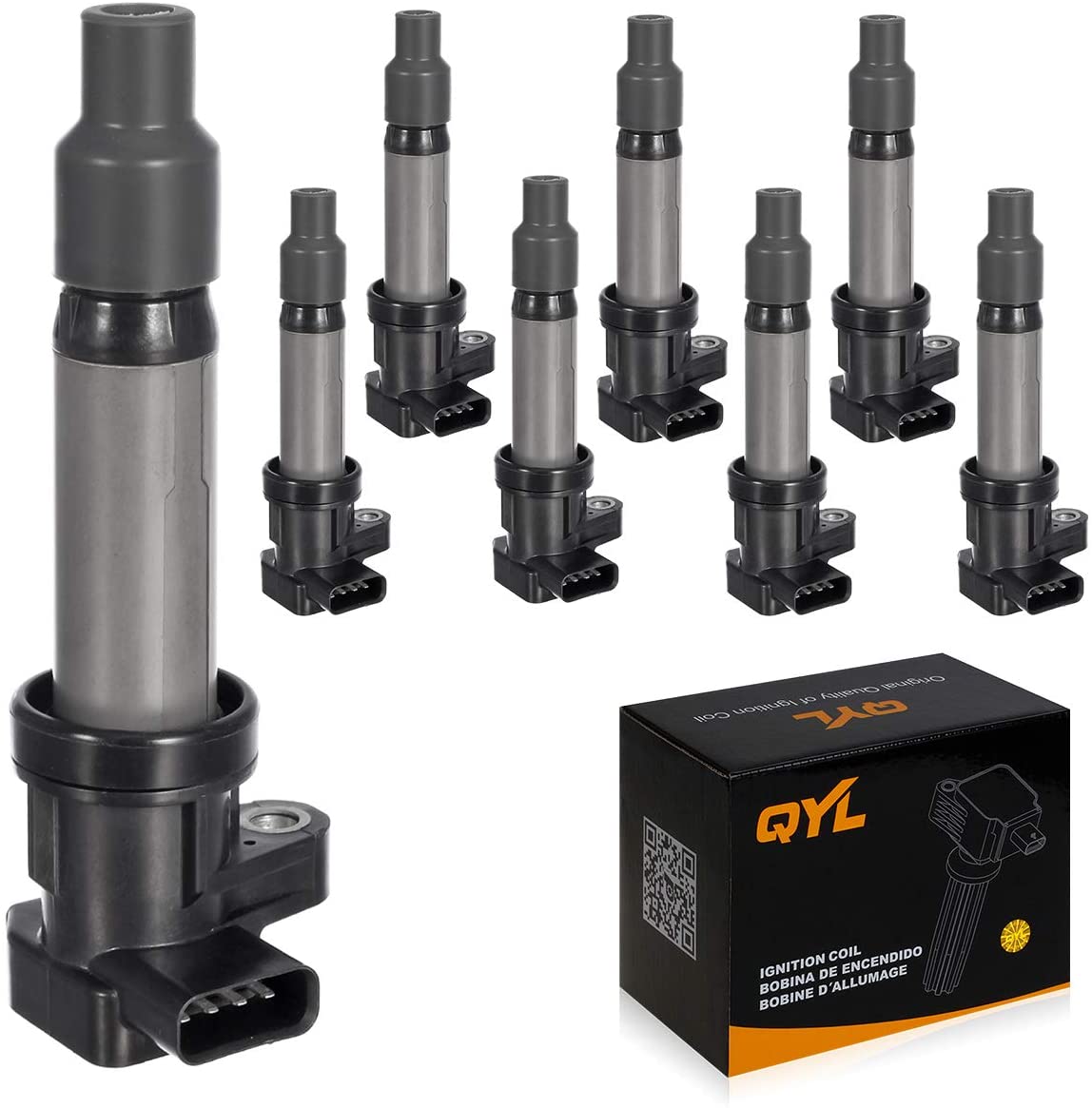QYL 8Pcs Ignition Coil Pack Replacement for Buick Lucerne Cadillac SRX STS XLR DeVille Pontiac Bonneville V8 4.6L UF564 12594176 12670154 099700-0940 C564