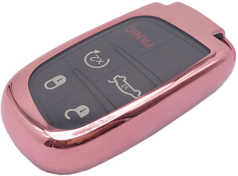 Soft TPU Remote Holder Skin Protector Key Fob Cover Case Fit for 2013-2018 2019 2020 Dodge Charger Challenger Durango Chrysler 300 Grand Cherokee Accessories Key Fob (Silver)