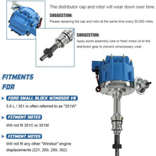 HEI Ignition Distributor for Small Block Ford 351W Windsor 5.8L 8 Cylinder New Distributor 65K Coil with Blue Cap