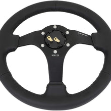 NRG Reinforced RST-033BK-R 330mm 3" Deep Dish Leather Grip Steering Wheel+ LED Keychain Flashlight