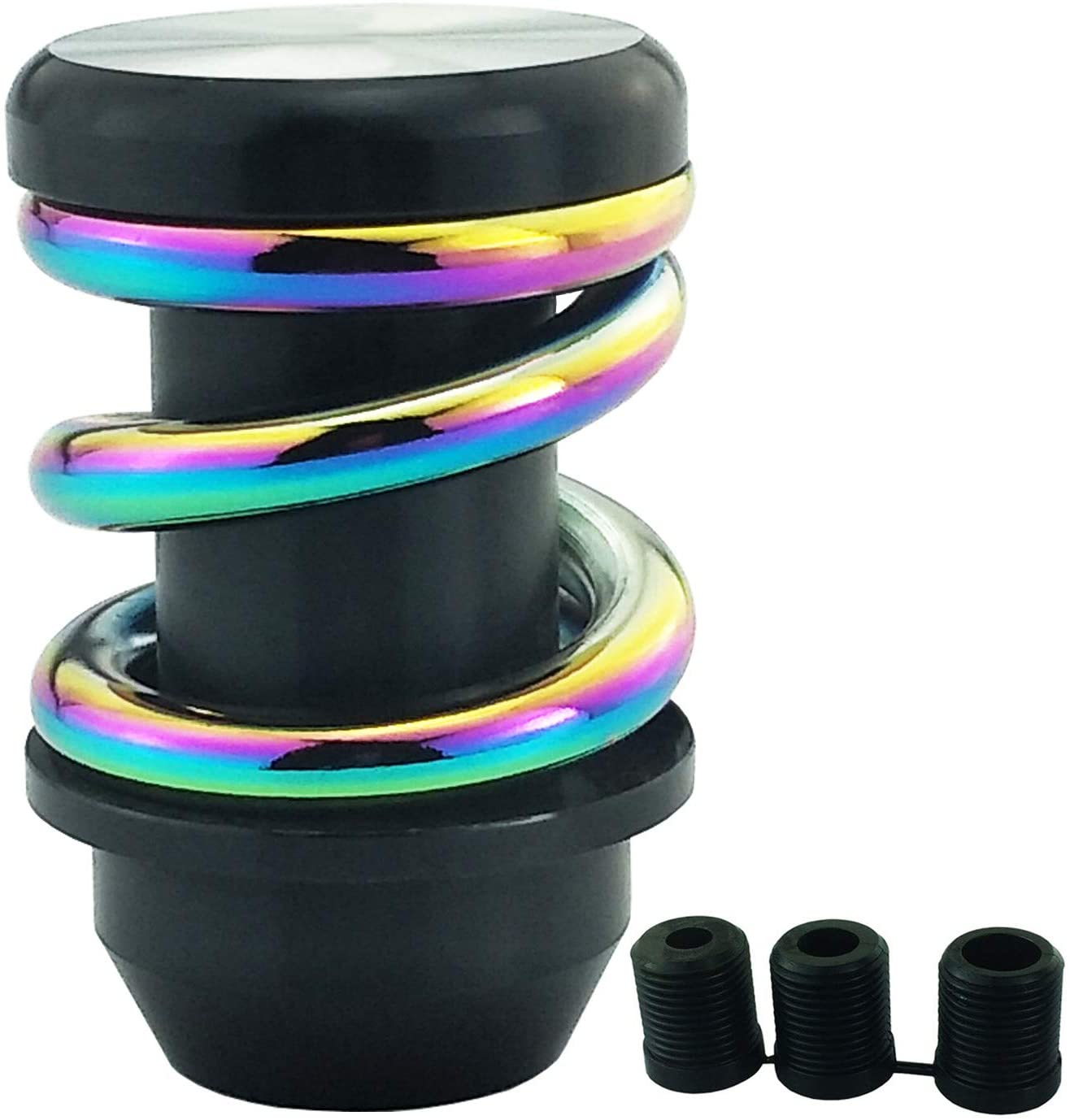 LUNSOM Manual Automatic Transmission Most Car Shifter Knob Aluminium Alloy Knobs Shift Gear Stick Head Red Spring Parts Removable (Black Colorful)