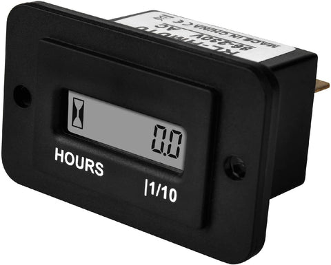 Jayron Rectangular LCD Digital Hour Meter AC 86-230V Resettable No Battery Required,for Small Engine Quad Bike Motorcycle Lawn Mower Snowmobile Motocross Chainsaw