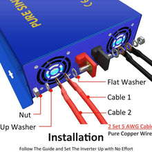 XYZ INVT 3000W Pure Sine Wave Power Inverter 12v to 110v 120v DC to AC with 2 USA Outlets 2 Set of Battery Cables, Power Converter for Home Off Grid, Solar System, RV.(3000W12V)