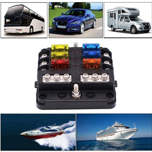 Automotive 12V/24V 6-Way Blade Holder Fuse Box Block Case with Negative for Auto Car Boat Marine Trike