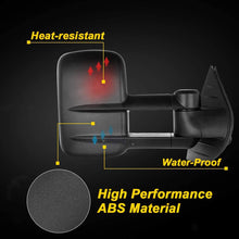 OCPTY Towing Mirrors with Power Heated Left and Right Side Tow Mirrors Compatible with 2007-2013 for Chevy Avalanche 1500 Suburban 1500/2500 for GMC Yukon XL 1500/2500 with Black Housing