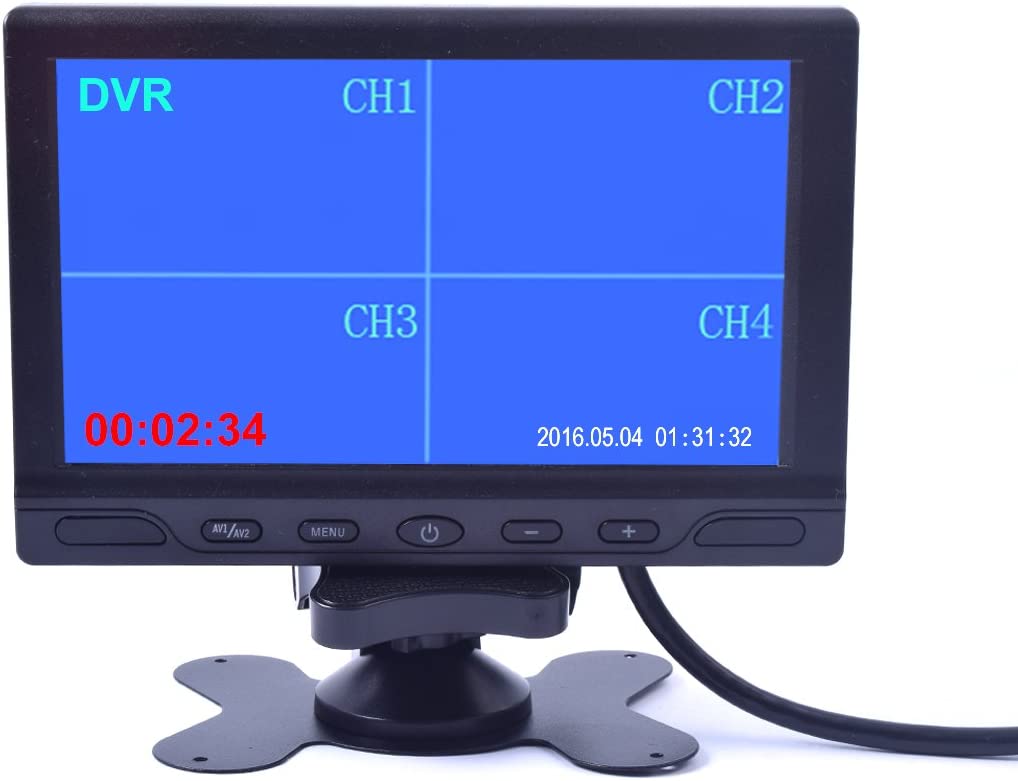 7 inch Car Truck Quad Split Monitor Built-in DVR Video Recording 4 Channels Quad Display Front/Left/Right/Back Camera AV Input for Trailer Camper Motorhome - 12V-24V LCD Screen