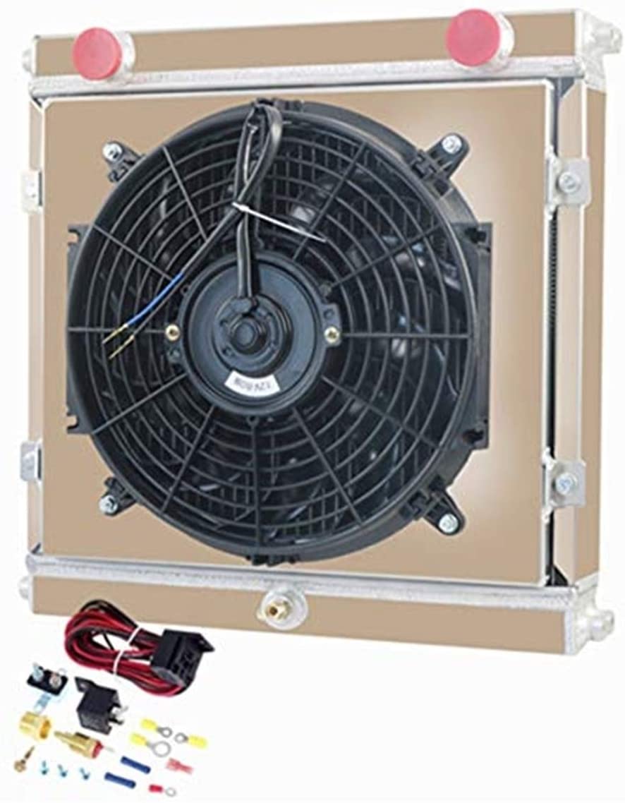 CoolingSky 3 Row Aluminum Radiator +Fan Shroud Combo & Thermostat Relay Kit for Scirocco Double Pass Dragster Roadster Style 51963 80108N