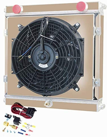 CoolingSky 3 Row Aluminum Radiator +Fan Shroud Combo & Thermostat Relay Kit for Scirocco Double Pass Dragster Roadster Style 51963 80108N