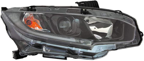 For Honda Civic Sedan Headlight Assembly 2019–2020 Passenger Side 1.5L Turbo/2.0L Engine Halogen Type US/Japan Built Black Bezel (CAPA) For HO2503192 | 33100-TBA-A31