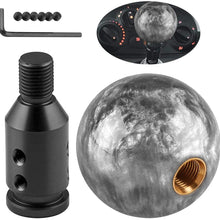 White Round Ball Gear Shift Knobs, Universal Automatic Manual Weighted Shifter Knob + Aluminum Adapter, Stick Shift Knob Head Cover Handle Ball with Adapter 12x1.25mm Fit Most Vehicles (White)