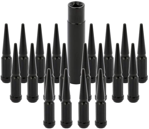 Aintier 20pcs Black Wheel Lug Nuts + 1 Key Fit for Lexus Toyota 1986-2016 12x1.5 Thread Size Close end