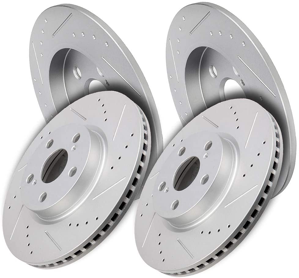 Aintier Front and Rear Drilled Slotted Brake Rotors fit for 2009-2010 for Pontiac Vibe,2009-2019 for Toyota Corolla,2009-2013 for Toyota Matrix