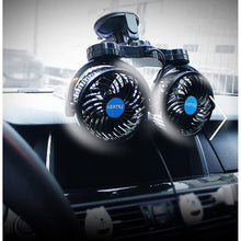 KEM Vehicle Cooling Fan Summer Cooling Air Circulator 3D Stereo Twin Plus Rotatable with Suction Cup & Cigarette Lighter Plug (12V)