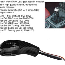 Qii lu LHD Automatic LED Gear Shift Knob, F30 Style Gear Shift Knob Retrofit Kit for E46 E60 E61(Carbon Fiber Texture)