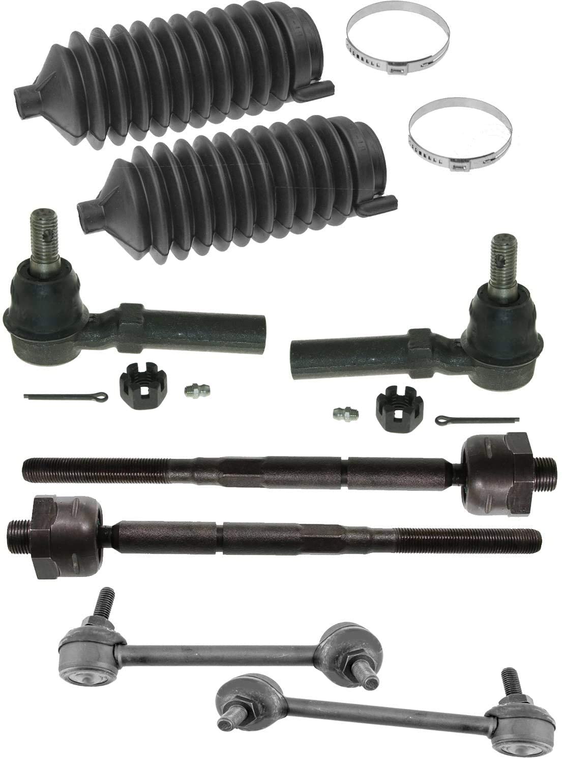 Complete 8pc Outer Inner Tie Rod + Rack Boot and Front Sway Bar Link Kit for 4wd + 2WD Torsion Bar 2004-2005 Chevy Colorado - GMC Canyon 4x4 + 2WD Torsion Bar