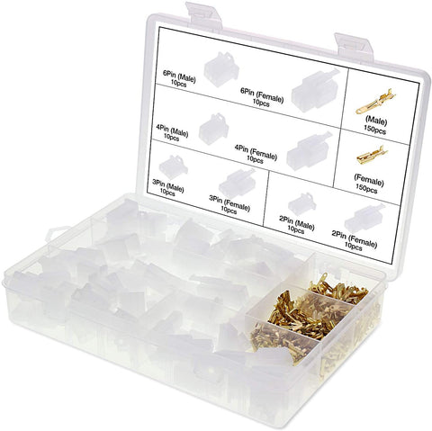 AuSL 380 Pcs 2.8mm 2 3 4 6 Pin Automotive Electrical Wire Connectors Kit, Male & Female Plug Housing Pin Header Crimp Wire Terminals Connector Assortment Kit for Motorcycle, Bike, Car, Boats