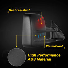 OCPTY Pair Set Power Adjusted Heated View Towing Mirrors for 1999 2000 2001 2002 for Chevy for GMC Silverado Sierra for Chevy for GMC Suburban Tahoe Yukon XL Yukon Black Tow Mirror