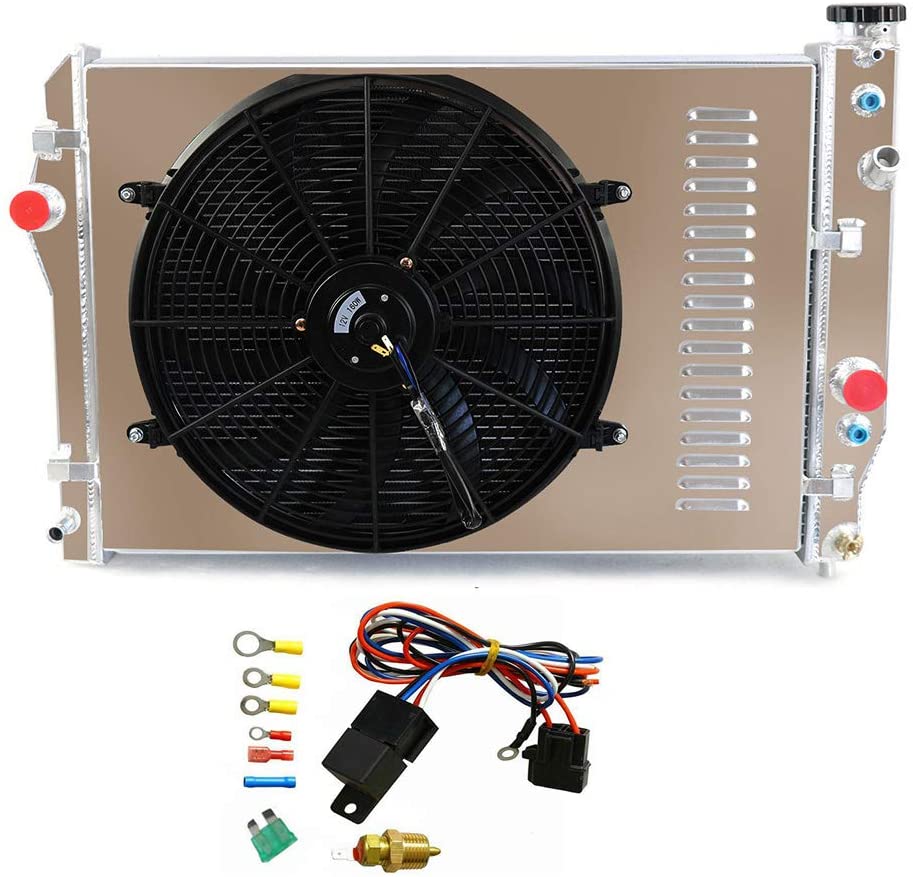 ALLOYWORKS 3 Row Core All Aluminum Radiator+Shroud Fan+Relay For 1993-2002 Chevy Camaro Z28/Pontiac Firebird V8 GAS