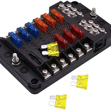 12 Way Blade Fuse Box Block Holder Indicator Auto Marine 12V 32V Waterproof Motorcycle Car Professional Parts (Color : Black)