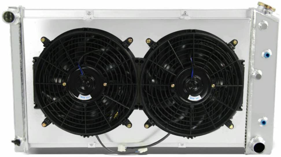 OzCoolingParts 70-87 Chevy & GMC C/K Series Radiator Fan Shroud Kit, 3 Row Core Aluminum Radiator + 2 x 12