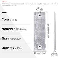 Swpeet 20Pcs Universal Red + White Plastic Rectangular Stick-on Car Reflector Sticker, Door Reflectors Interior Red + White Compatible Warning Plate Adhesive Reflector for Most Car