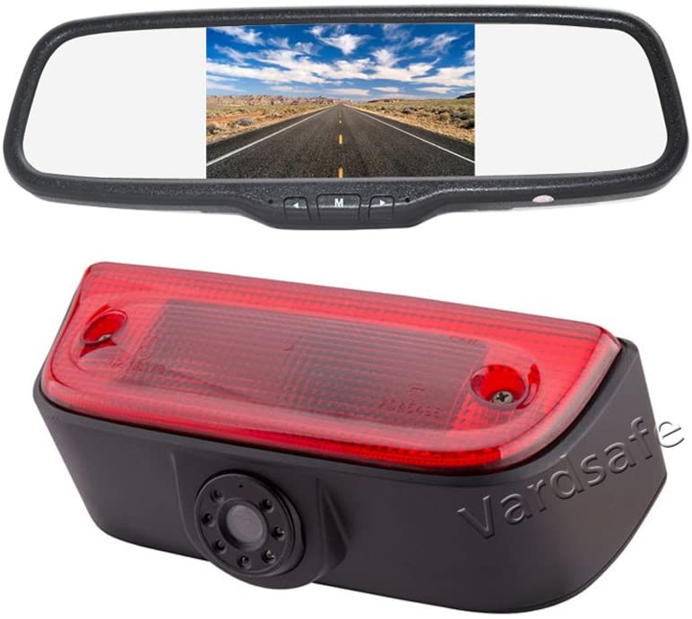 Vardsafe VS200C Third Brake Light Backup Camera & Clip-on Rear View Mirror Monitor for Nissan NV200 (2010-2018)