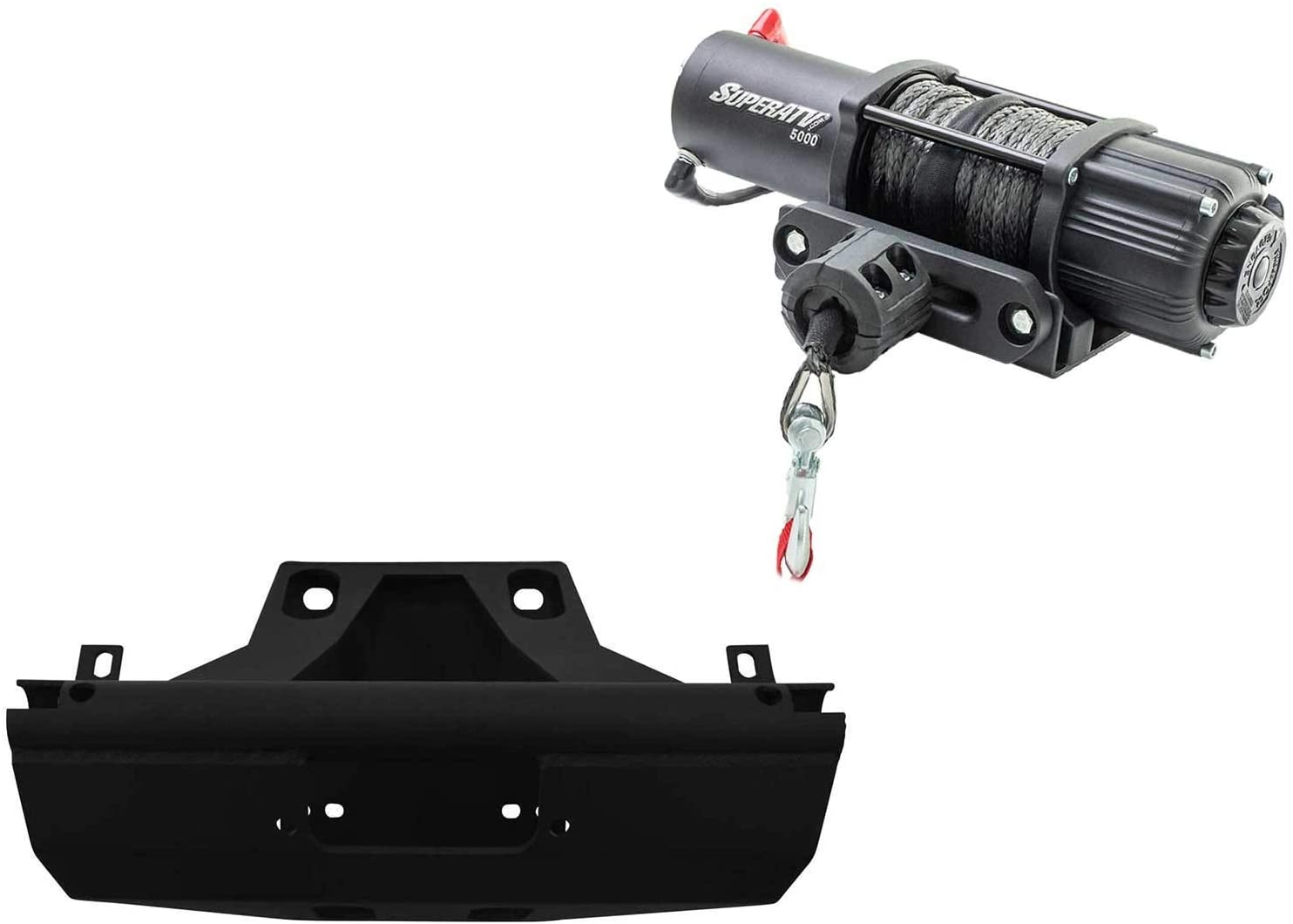 SuperATV Heavy Duty Winch Mounting Plate for Can-Am Maverick X3 (2017+) - 5000 lb. Black Ops Winch Included!