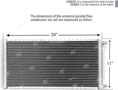 CLIMAPARTS CNFP1124 AC A/C Universal Condenser Parallel Flow 11 x 24 O-ring #6 And #8