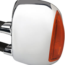 Pair Chrome Power Heated Telescoping Amber LED Turn Signal Side Towing Mirrors Replacement for Ford Super Duty 99-07