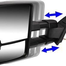 Pair Black Power Heated Telescoping Smoked LED Turn Signal Towing Mirrors Replacement for Silverado Sierra GMT900 07-14