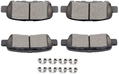 ROADFAR Premium Rear Ceramic Brake Pads & Clip fit for Infiniti,for Nissan 350Z 370Z Altima Juke Leaf Maxima Murano Pathfinder Quest Rogue, Suzuki Grand Vitara