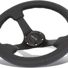 NRG Reinforced RST-033BK-R 330mm 3" Deep Dish Leather Grip Steering Wheel+ LED Keychain Flashlight